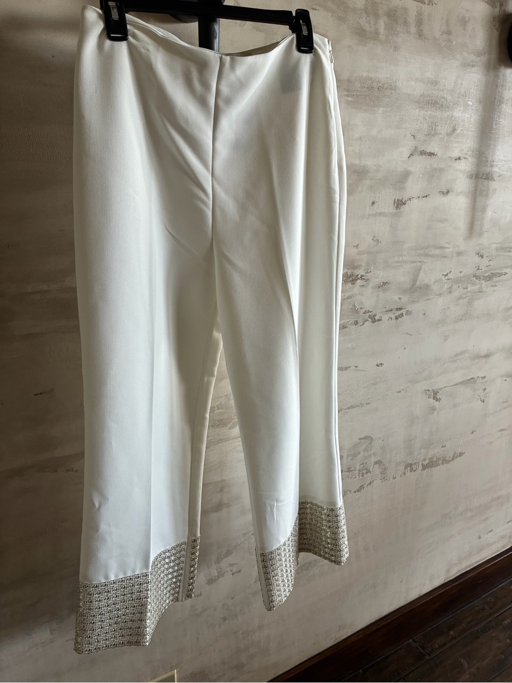 H&M Edition Wide-Leg Pants cropped with Embellished Hem 26 length size 10